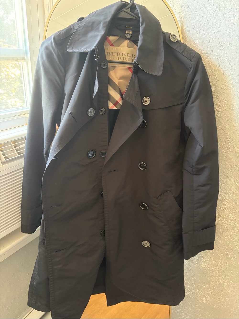 Burberry Black Women’s Double-Breasted Trench Coat with hood